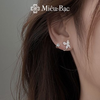Bông tai bạc nữ đính đá Miêu Bạc khuyên tai hoa anh đào chất liệu bạc s925 thời trang phụ kiện trang sức nữ B400153