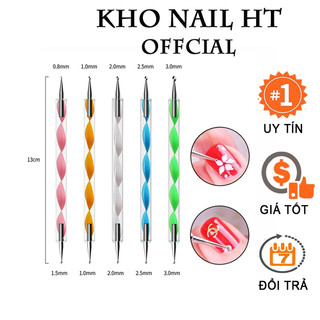 Bút chấm bi nail vẽ móng 2 đầu inox set 5 cái nail