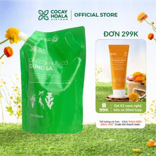 Dầu Gội Hữu Cơ Gừng Sả Cỏ Cây Hoa Lá - Ngăn dầu bết tóc và giảm gàu ngứa - Túi Refill 1000ml