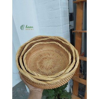 Rổ mây xiên viền lượn sóng đựng hoa quả, trang trí