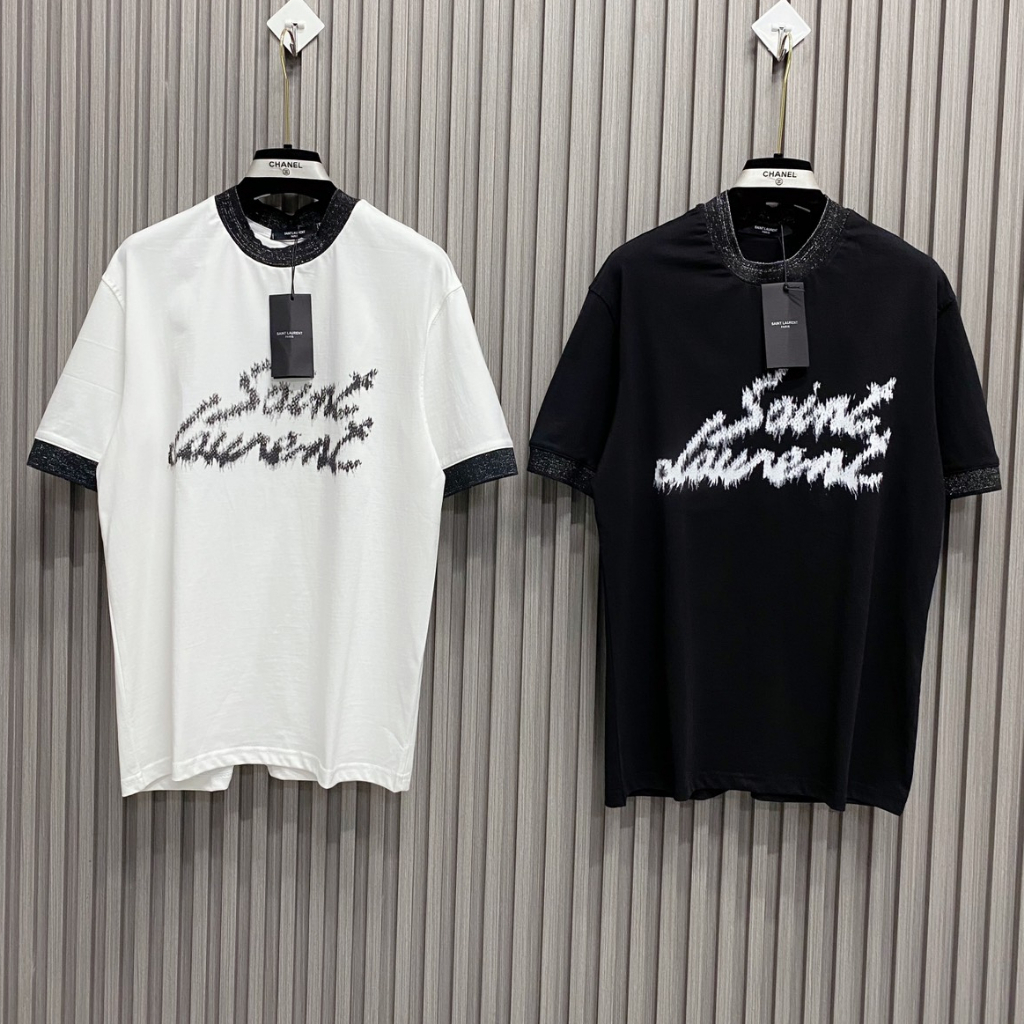 Áo Phông Nam Nữ ,  Áo thun bản họa tiết in SAINT LAUREN chất liệu cotton Siêu mềm mịn cao cấp Mẫu HOT TREND 2024