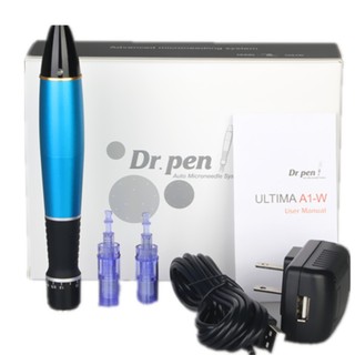 Máy phi kim tích điện Dr pen xanh, máy lăn kim cấy trắng, cấy tảo cấy phấn trắng da