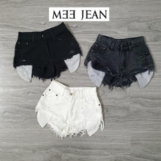 Quần Sooc Jeans Nữ Rách Túi Lòi Phong Cách US UK,  Quần short jean thái rách gấu lưng cao - Mee Jean