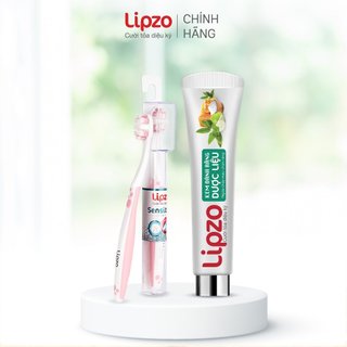 Chăm răng nhạy cảm: bộ 1 kem đánh răng dược liệu lipzo từ hoa hoè 185g và 1 bàn chải đánh răng lipzo sensitive