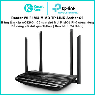 Bộ phát WIFI Router Gigabit TP-Link Archer C6 | Băng tần kép AC1200 | Công nghệ MU-MIMO | Dễ cái đặt | Bảo hành 24 tháng