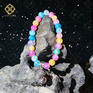 Vòng tay thạch anh mix charm LUCCY lắc tay phong thủy mang lại bình an, sức khỏe, hạnh phúc - VT009
