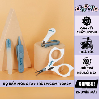 Bộ bấm móng tay cho bé 4 trong 1: cắt móng tay, dũa, nhíp, kéo an toàn tuyệt đối cho trẻ Comfybaby