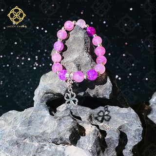 Vòng tay thạch anh mix charm LUCCY lắc tay phong thủy mang lại bình an, sức khỏe, hạnh phúc - VT011