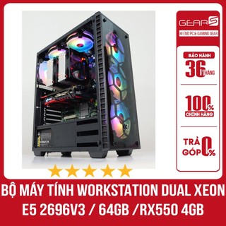 Bộ máy tính workstation dual xeon e5 2696v3 / 64gb /rx550 4gb gddr5