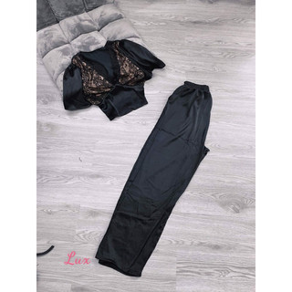 sét lụa satin phối ren quần dài
