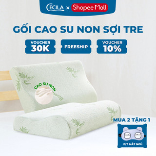 Gối cao su non người lớn CECILA vỏ sợi tre kháng khuẩn, thiết kế lượn sóng, chống đau mỏi cổ vai gáy, giúp ngủ ngon hơn