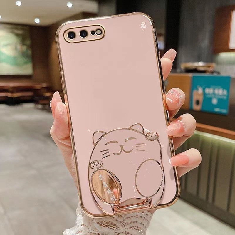 ỐP Lưng  Cho ip7plus/ip8plus Silicon Mềm Chống Rơi  hình mèo thần tài có giá đỡ  Cho ip7plus/ip8plus