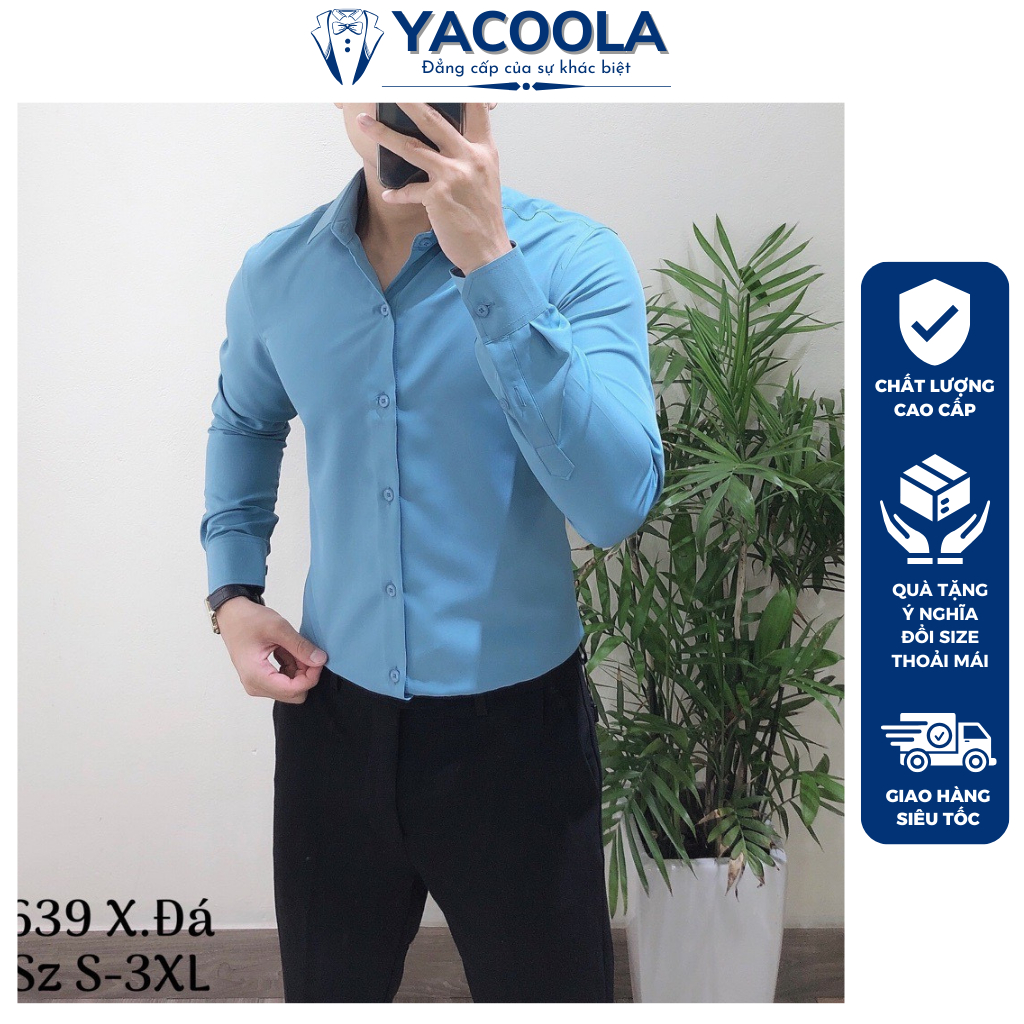 Áo sơ mi nam cao cấp vải sợi tre bamboo chống nhăn thời trang công sở Yacoola YH4-639  Áo sơ nam dài