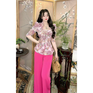 BÀ BA CỔ NỮ HOÀNG VẢI LỤA MANGO QUẦN ỐNG SUÔNG