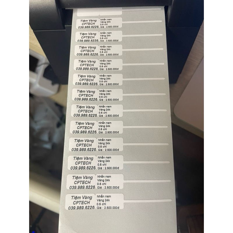 Giấy in tem phụ kiện trang sức 20*10mm cho máy Xprinter XP 350B - Giấy in nhiệt trang sức 20*10mm