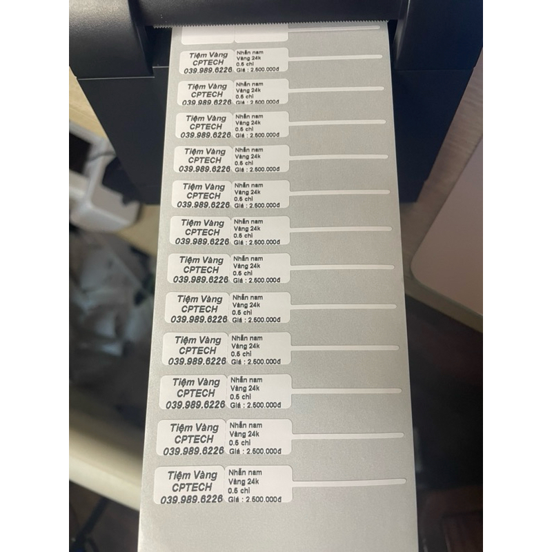 Giấy in tem phụ kiện trang sức 20*10mm cho máy Xprinter XP 350B - Giấy in nhiệt trang sức 20*10mm