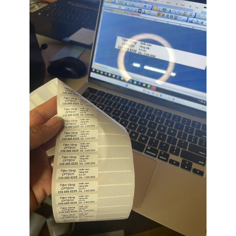 Giấy in tem phụ kiện trang sức 20*10mm cho máy Xprinter XP 350B - Giấy in nhiệt trang sức 20*10mm