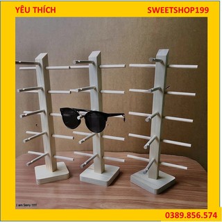 Kệ treo kính bằng gỗ 5 tầng sang trọng, giá treo kính bằng gỗ