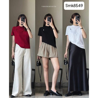 Áo Thun Nữ Cổ Tròn Thêu Ngựa, Áo Phông Ngắn Tay Dáng Vừa Cotton Co Giãn 5 màu Basic CHOUSTORE