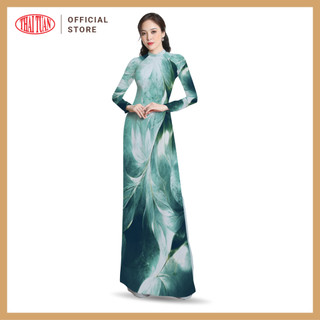 Vải Áo Dài Thái Tuấn - In Sắc Phương Nam Hoa Văn Màu Xanh ASBR533657IBD