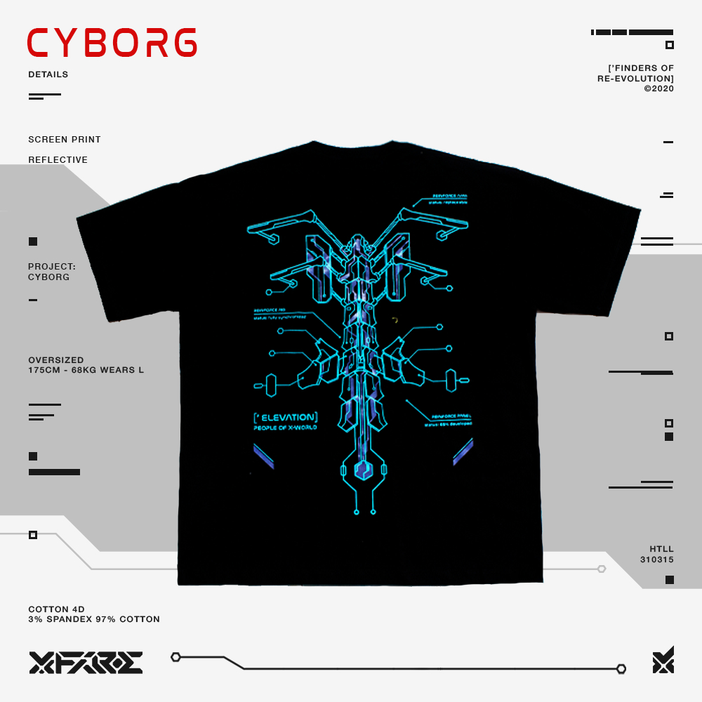 XFIRE CYBORG ELEVATION TSHIRT IN BLACK