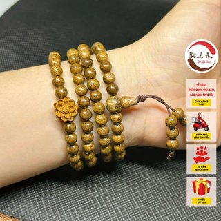Vòng tay trầm hương chuỗi tràng 108 hạt trầm tốc tặng kèm hộp rồng vàng sang trọng size 6 li - Phong Thủy Bình An