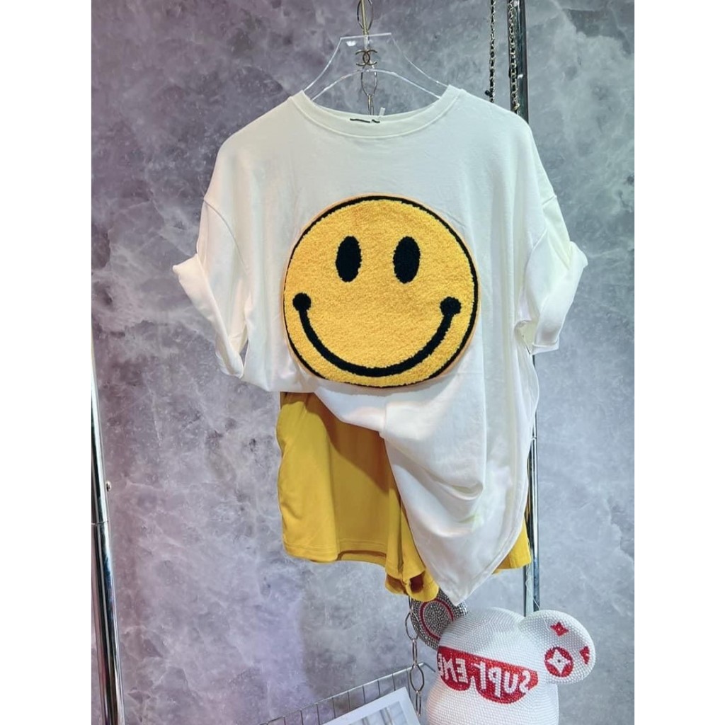 Bộ thun cộc in mặt cười hót trend