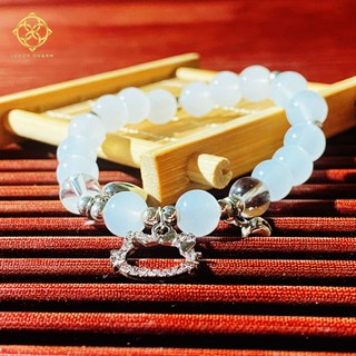 Vòng tay thạch anh mix charm LUCCY lắc tay phong thủy mang lại bình an, sức khỏe, hạnh phúc - VT023