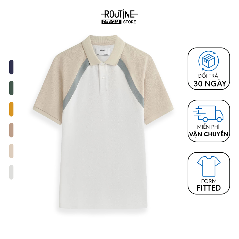 Áo Polo Nam Tay Bo Raglan Phối Màu Form Fitted - Routine 10F21POL022R1