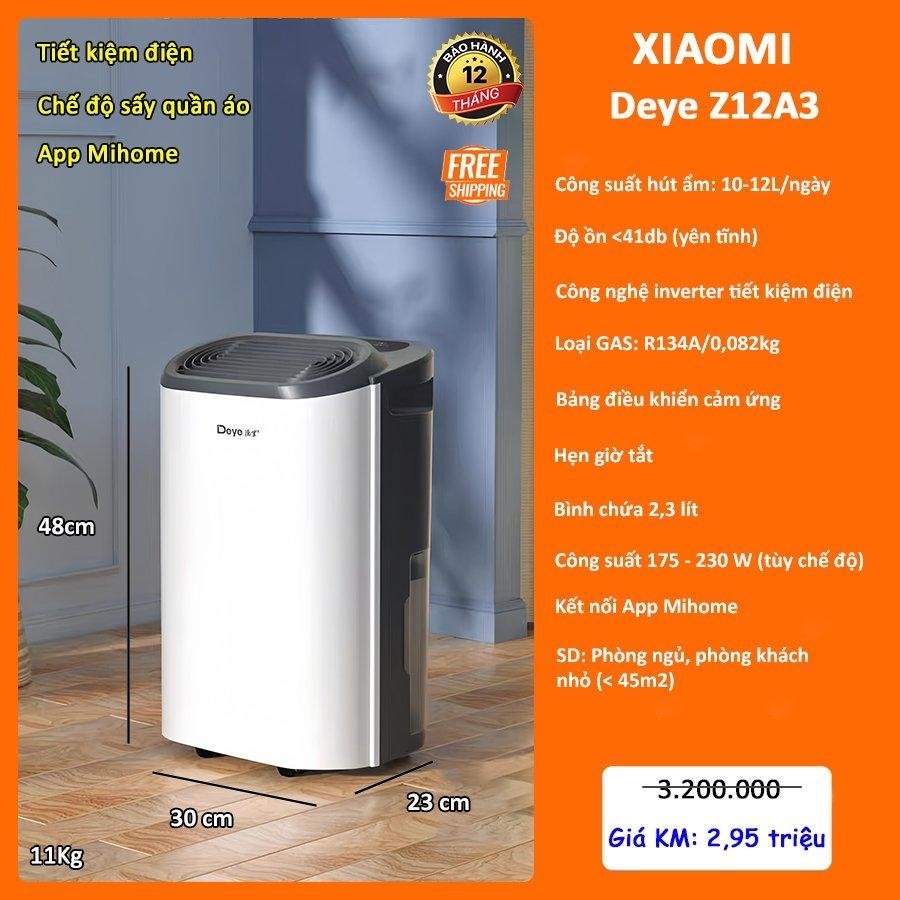 Máy Hút Ẩm Xiaomi Deye Z12A3-12L App Mặt Đen