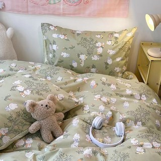 Bộ DƯƠNG XỈ NỀN TRẮNG  set chăn ga gối COTTON SỊN 100% Hàn Quốc 2021