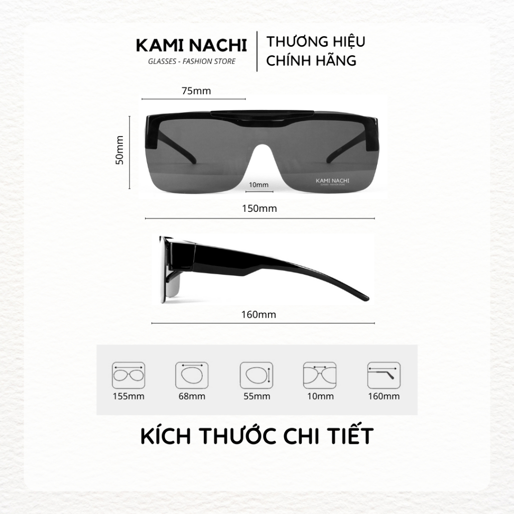 Gọng kính Shield Glasses chống phân cực, chống tia UV, có thể lật lên KAMI NACHI T8805