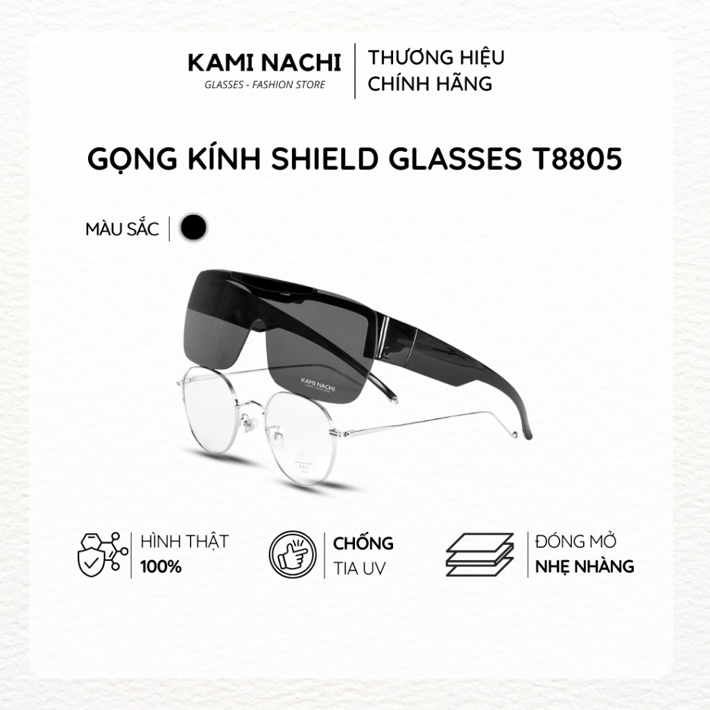Gọng kính Shield Glasses chống phân cực, chống tia UV, có thể lật lên KAMI NACHI T8805