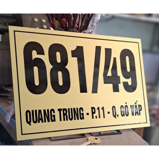 Bảng số nhà, bảng phòng ban, bảng công ty... alu vàng xước, trắng xước.