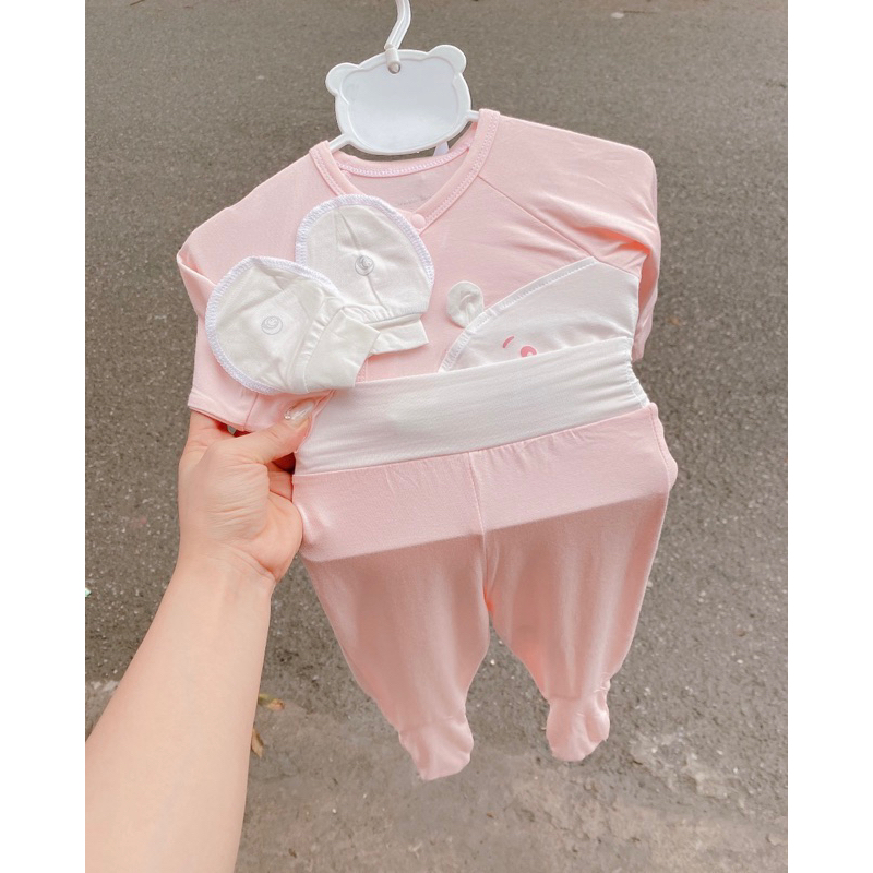 Aminaza - Bộ quần áo sơ sinh mềm mát cho bé sinh
