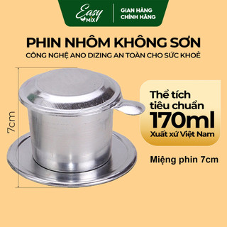 Phin pha cafe nhôm nguyên chất không sơn phin pha cà phê tại nhà thể tích 170ml