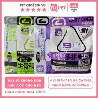 Hạt SC cho mèo không độn ngũ cốc 1,5kg | Dòng hạt cao cấp có topping