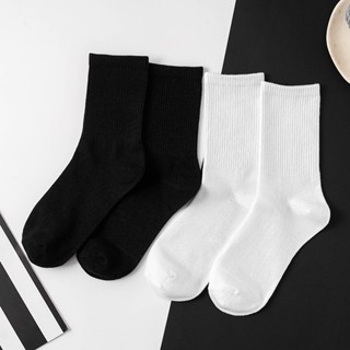   Combo 10 Đôi  Tất Cao Cổ Nam Nữ Màu Trắng Đen Trơn Kháng Khuẩn Khử Mùi Thoáng Khí Thời Trang 