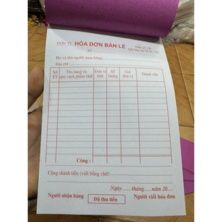 Hóa đơn bán lẻ 1 liên (1 quyển 50 tờ)