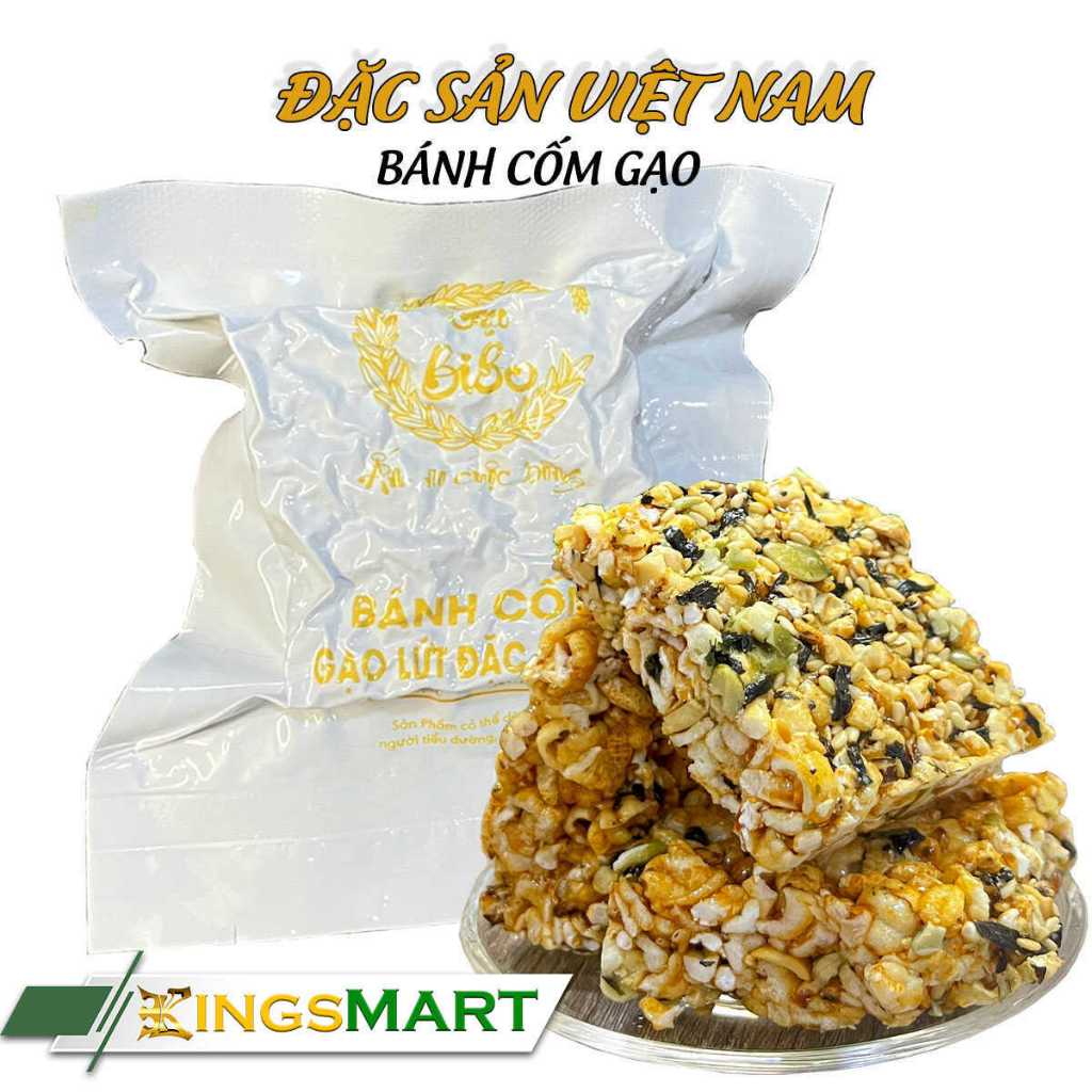 Bánh cốm gạo thuần chay - từ gạo ST, gạo lứt, gạo nếp than, gạo tím - Thương hiệu BIBO - Đặc sản Kiên Giang - Kingsmart