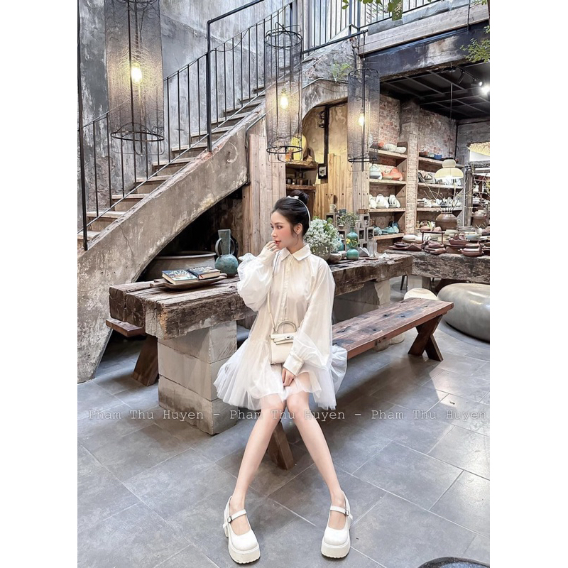Váy xoè đuôi phối ren lưới 2 lớp siêu sang chảnh