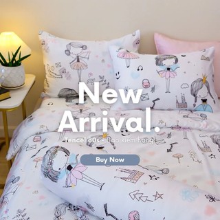 Bộ chăn ga gối tencel cao cấp họa tiết búp bê
