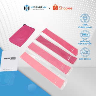Dây Miniband, Bộ 4 Dây Mini Band Hồng Gradient Kèm Túi, Phụ Kiện Tập Gym Nữ, Dây Cao Su Đàn Hồi Kháng Lực Tập Chân Mông