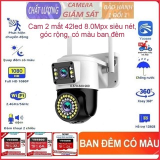 Camera yoosee ngoài trời Ptz 2 mắt 8.0Mpx siêu nét, góc rộng, đàm thoại 2 chiều, có màu ban đêm
