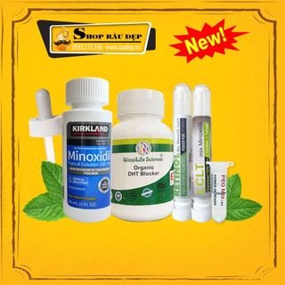  Combo Nâng Cao gồm: Minoxidil 5% kết hợp Organic DHT Blocker Ấn Độ - LCLT - Retinol - Peo mix