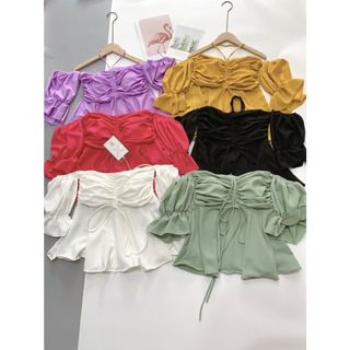Áo trễ vai kiểu nhún ngực chocker