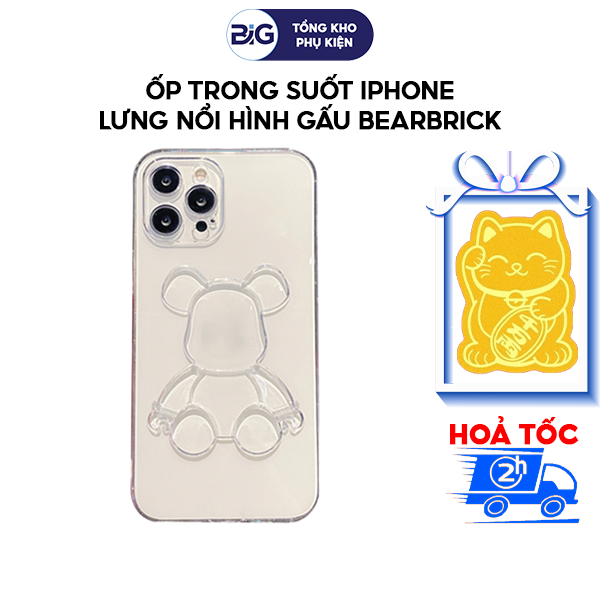 Ốp iPhone lưng trong nổi hình Gấu BEAR.BRICK | iPhone 6, X, XR, XSM, iPhone 11, iPhone 12, iPhone13/PLUS/PRO/PRO MAX
