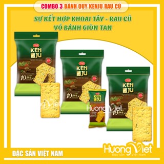 COMBO 3 Bánh KENJU rau củ giòn tan 192g, bánh quy ăn sáng Richy, bánh ăn vặt bao bì riêng biệt (16 gói x 12g)