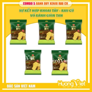  COMBO 5 Bánh KENJU rau củ giòn tan 192g bánh quy ăn sáng Richy bánh ăn vặt bao bì riêng biệt  16 gói x 12g  