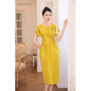 Đầm tiệc LALULILL dáng ôm đứng hoa rum ngực taffeta LDL231570